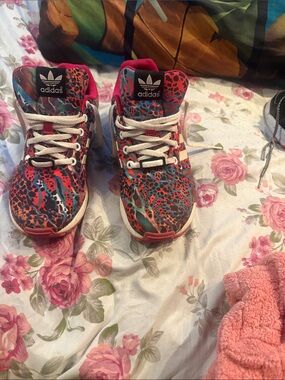 adidas Kids Multicolor Leopard-Print High-Top Sneakers - Pink/Blue/Teal